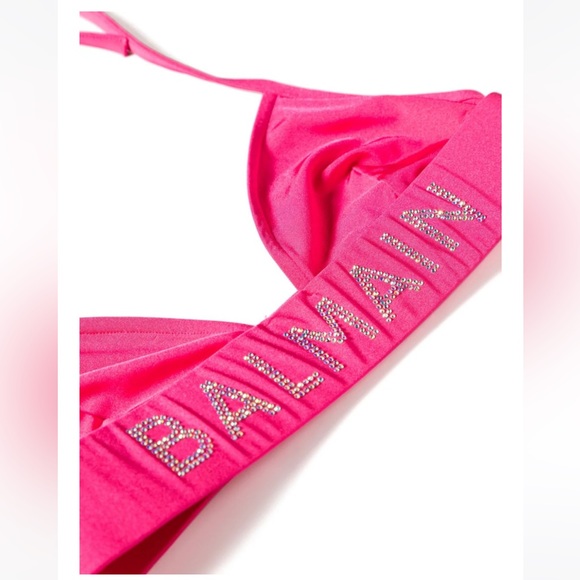 BALMAIN**BARBIE Fuscia Pink w/Strass Crystal Logo Bikini Set***F36;Sm. $545 - Picture 6 of 11